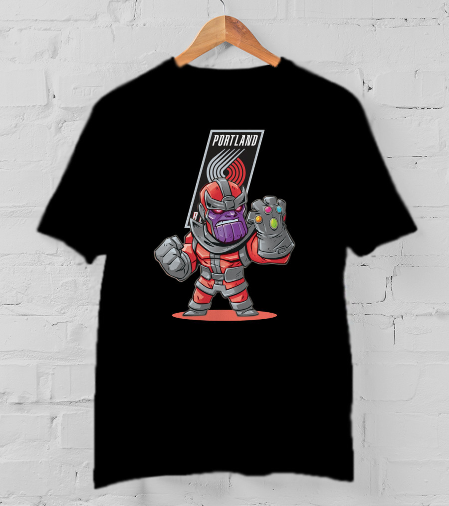 Thanos Portland Trail Blazers Infinity Gauntlet Crossover T-Shirt