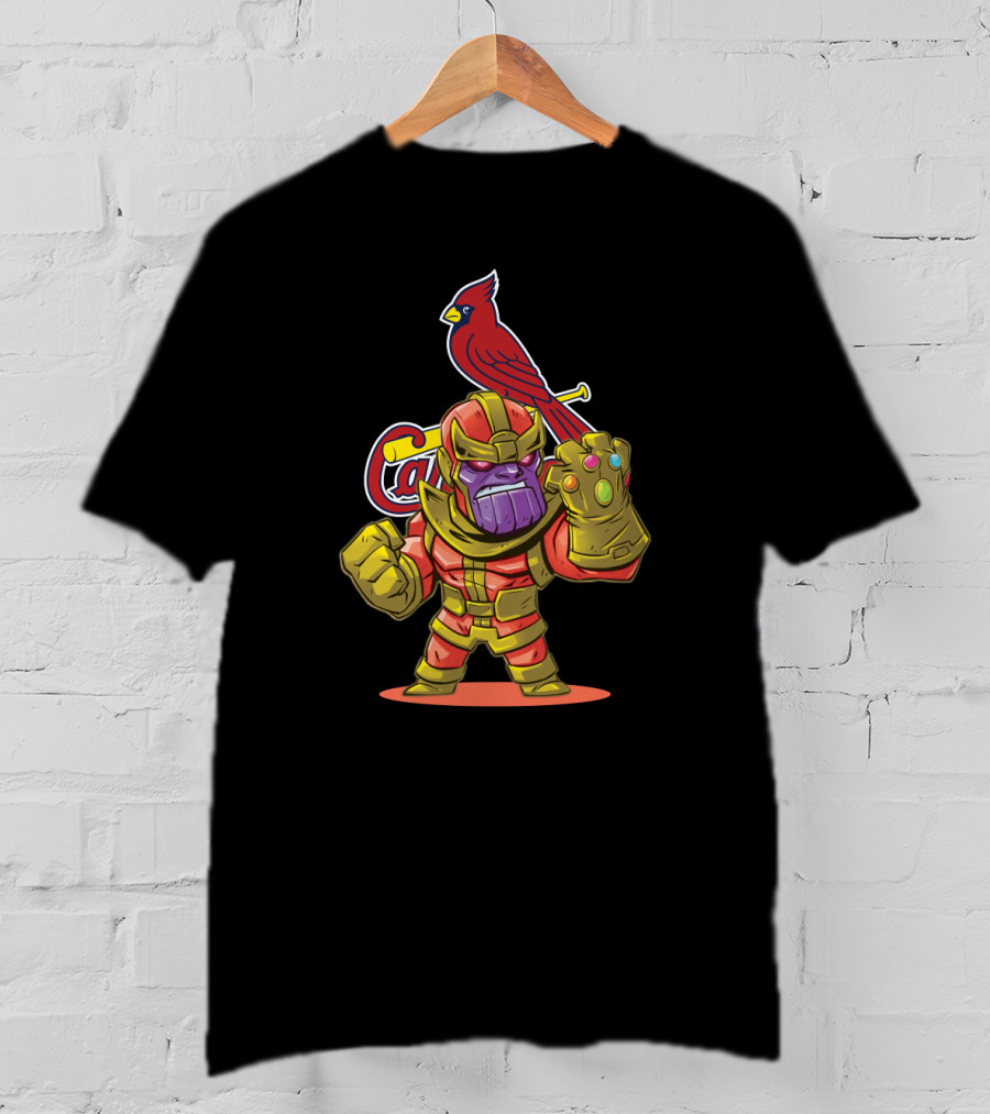 Thanos And St. Louis Cardinals Fans With Infinity Gauntlet And Redbird T-Shirt