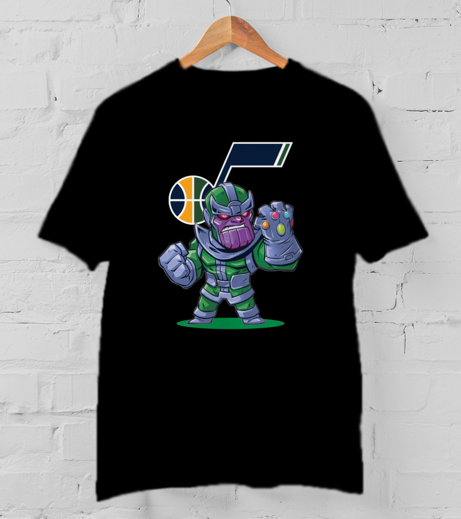 Chibi Thanos With Infinity Gauntlet In Utah Jazz Colors T-Shirt