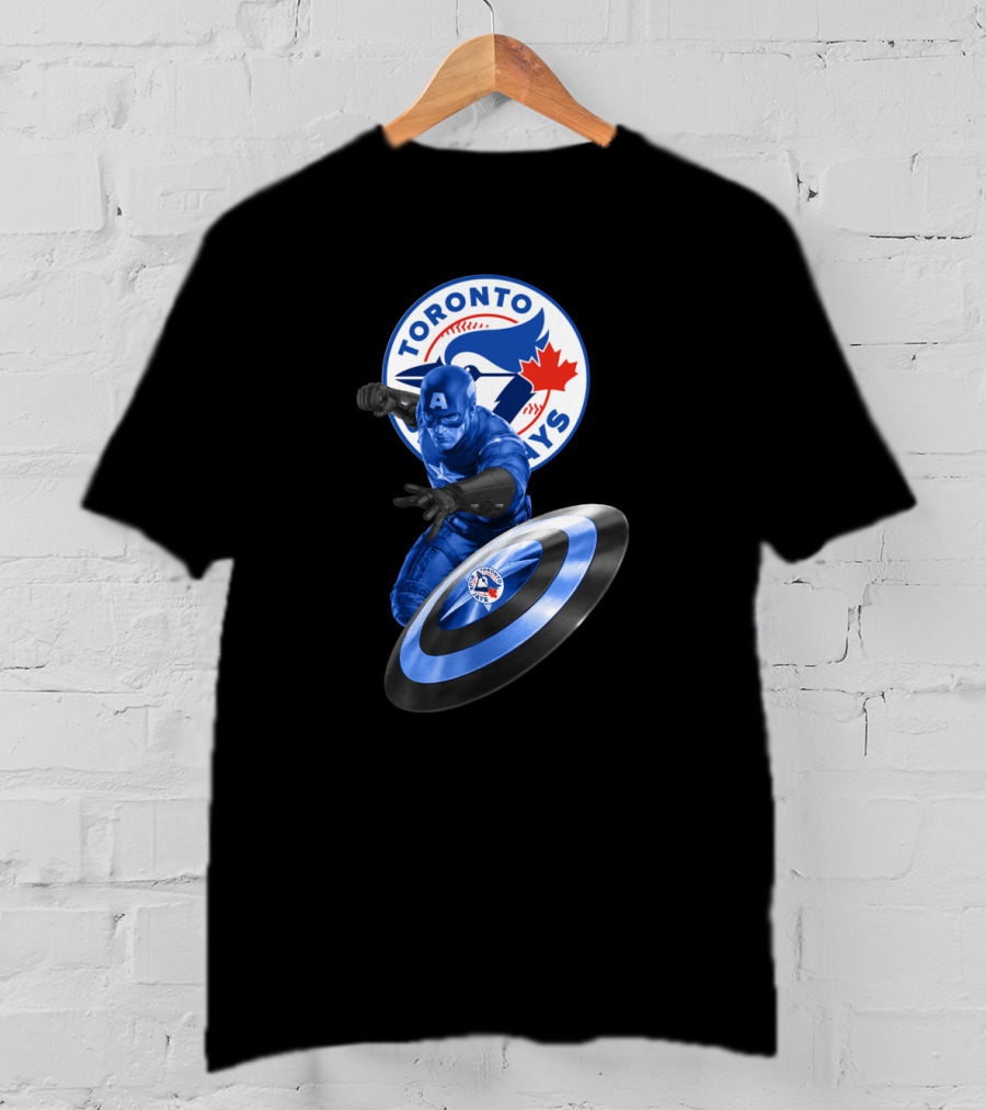 Toronto Blue Jays Captain America Collaboration With Shield And Team T-Shirt