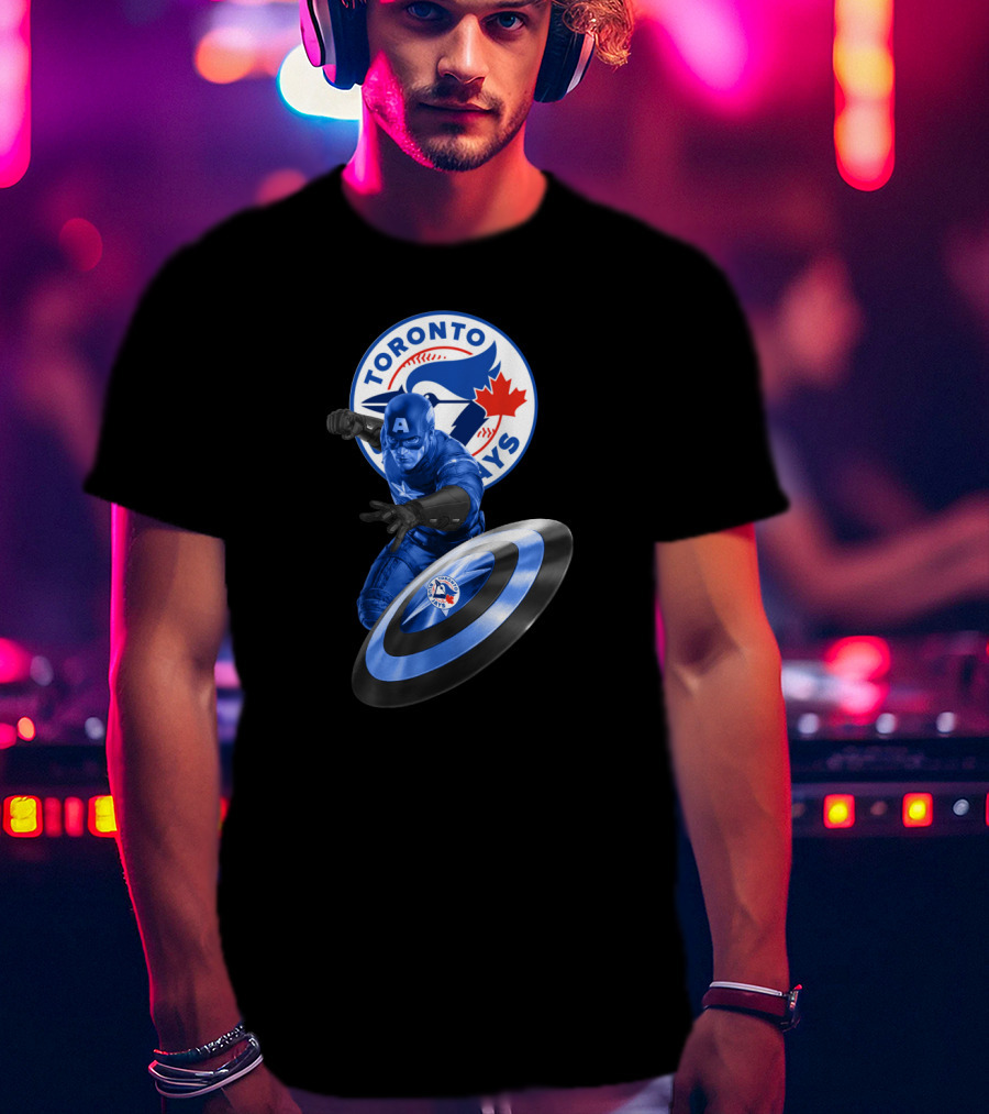 Toronto Blue Jays Captain America Collaboration With Shield And Team T-Shirt