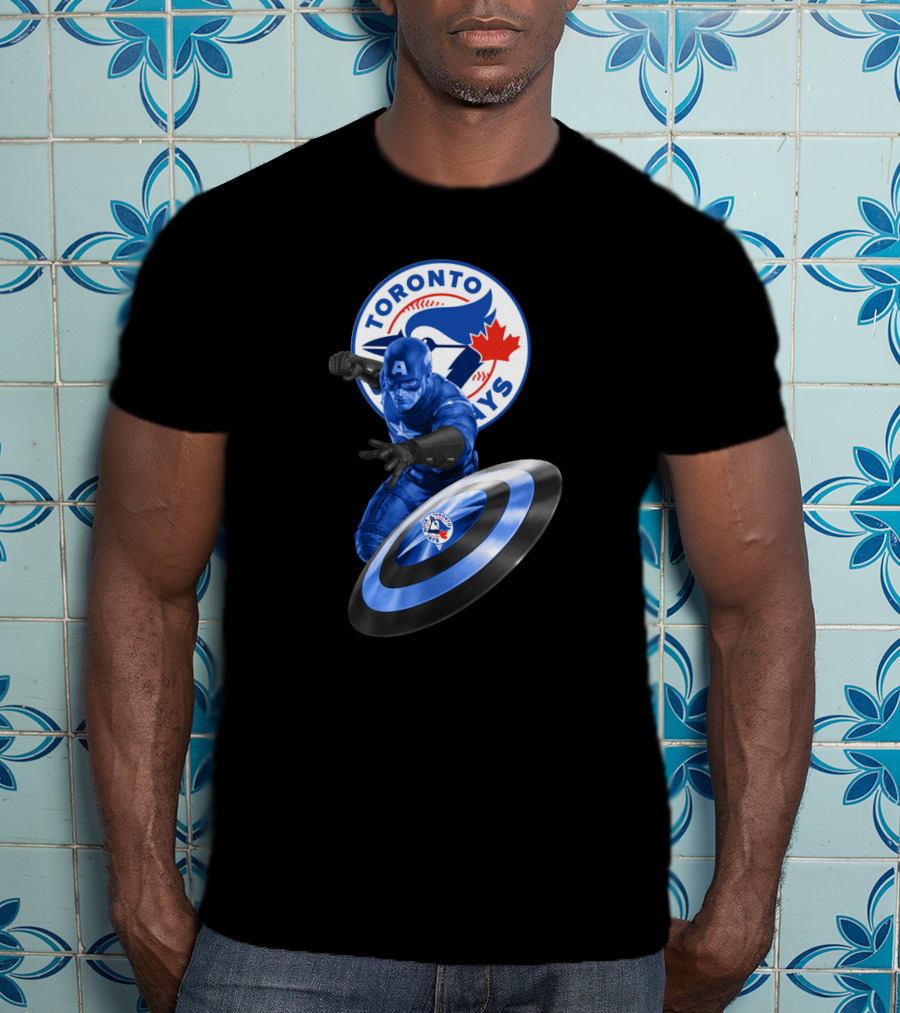 Toronto Blue Jays Captain America Collaboration With Shield And Team T-Shirt