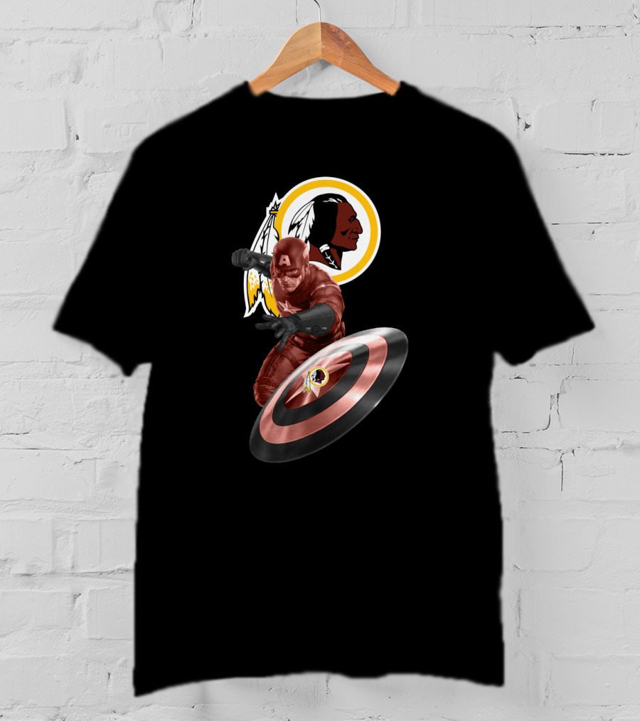 Washington Redskins Meets Captain America Crossover Tribute T-Shirt