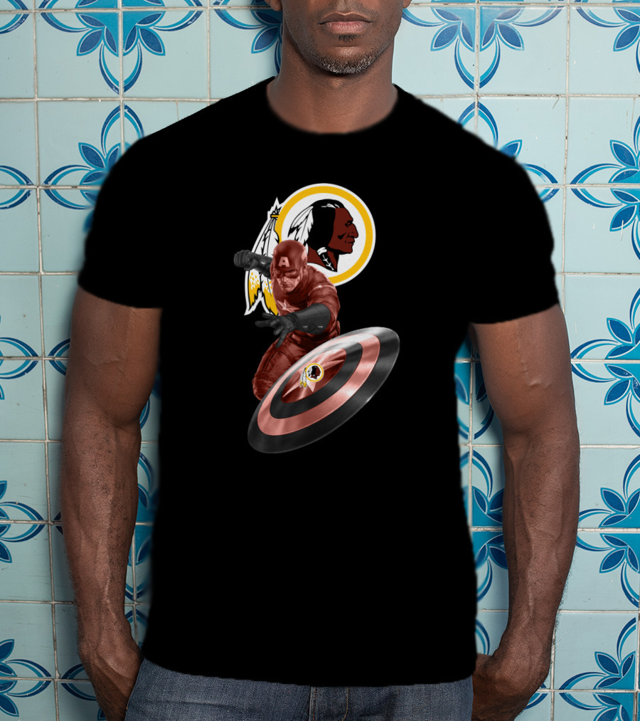 Washington Redskins Meets Captain America Crossover Tribute T-Shirt