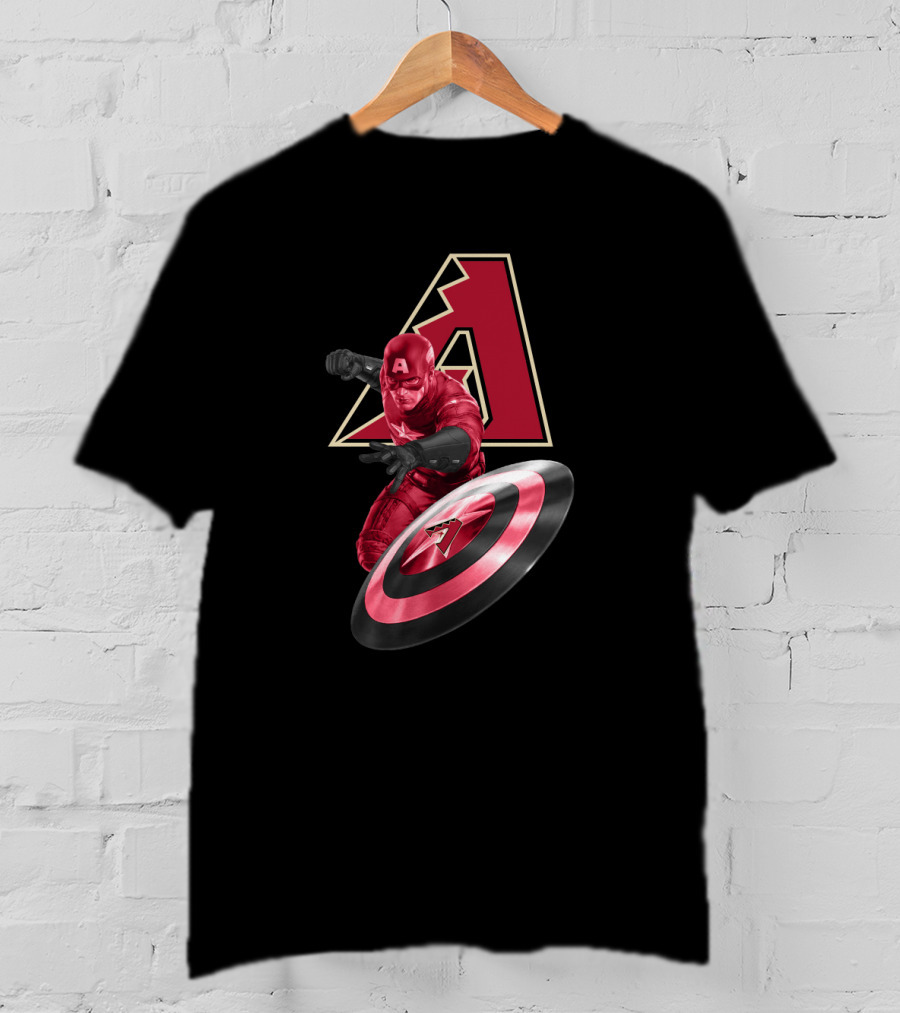 Arizona Diamondbacks Collaboration With Captain America Featuring Iconic Shield And Team T-Shirt