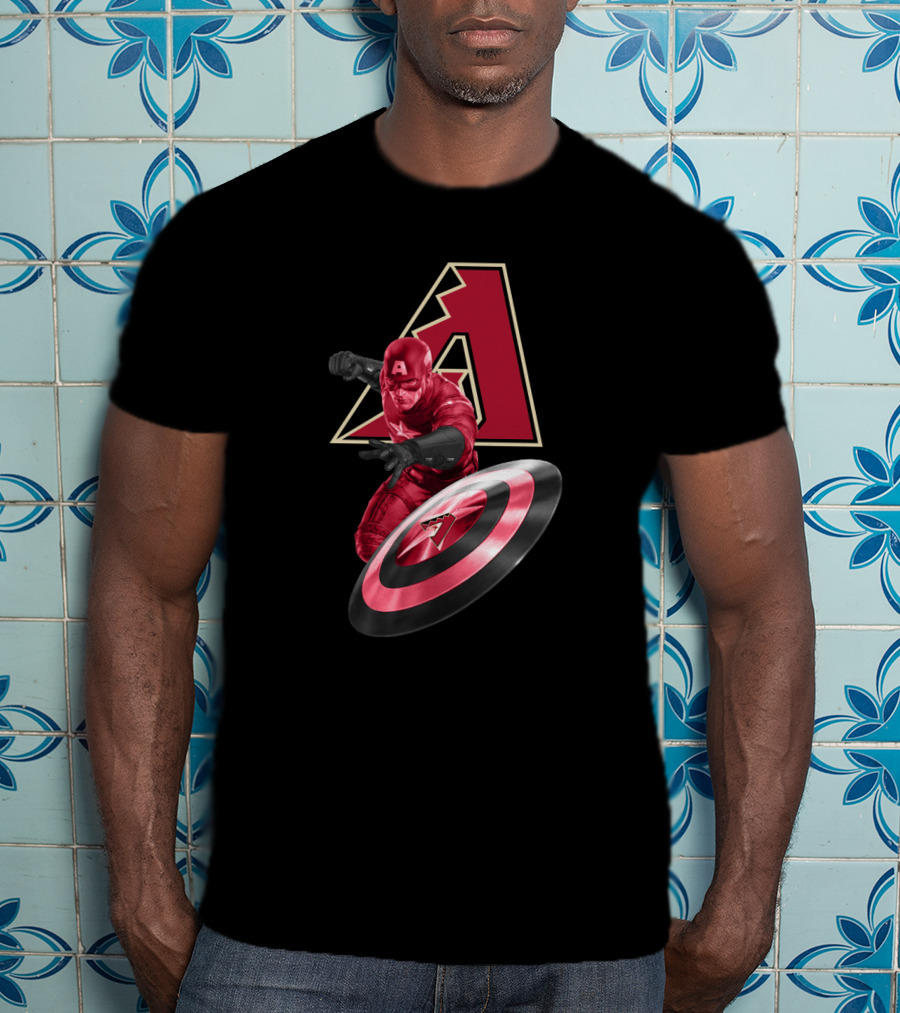 Arizona Diamondbacks Collaboration With Captain America Featuring Iconic Shield And Team T-Shirt