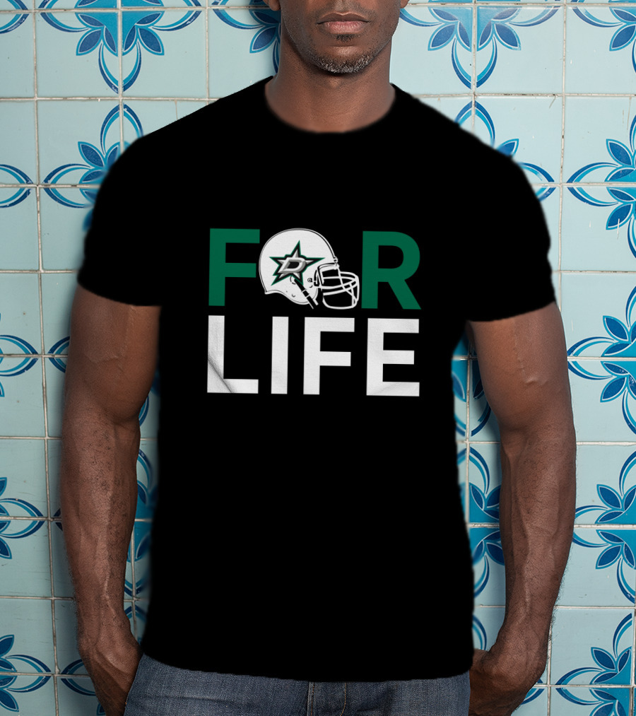 Dallas Stars For Life Helmet Logo Iconic Fan Support T-Shirt
