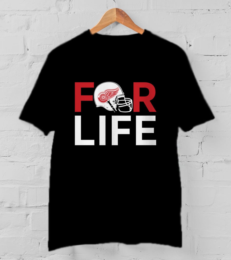 Detroit Red Wings Helmet For Life Fan Dedication T-Shirt