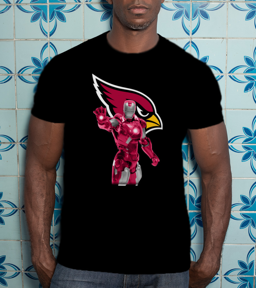 Iron Man Arizona Cardinals Fans Marvel Nfl Crossover T-Shirt