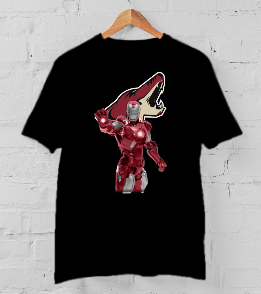 Iron Man And Arizona Coyotes Logo Crossover T-Shirt