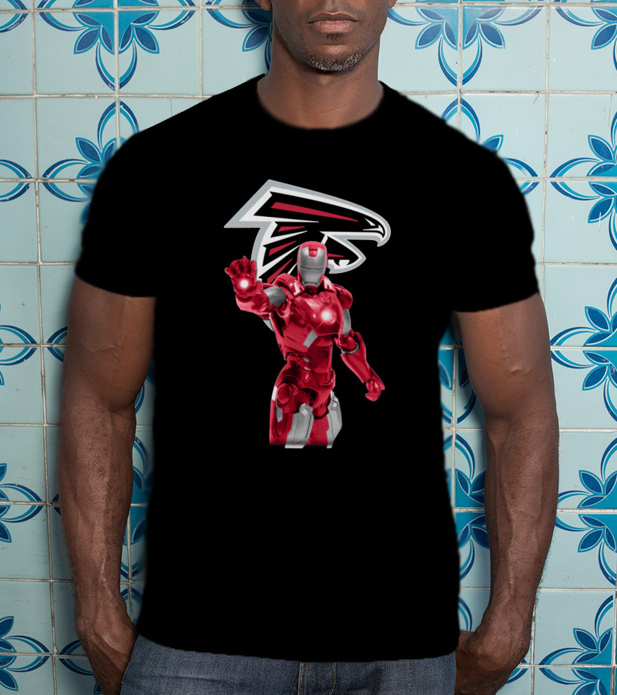 Iron Man Atlanta Falcons Fan Gear Marvel Crossover T-Shirt