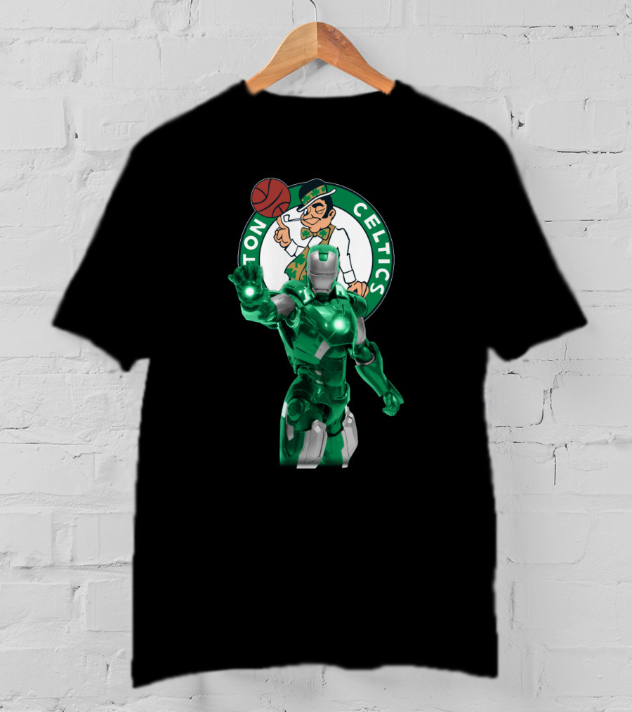 Iron Man Celtics Fans Basketball Fusion T-Shirt