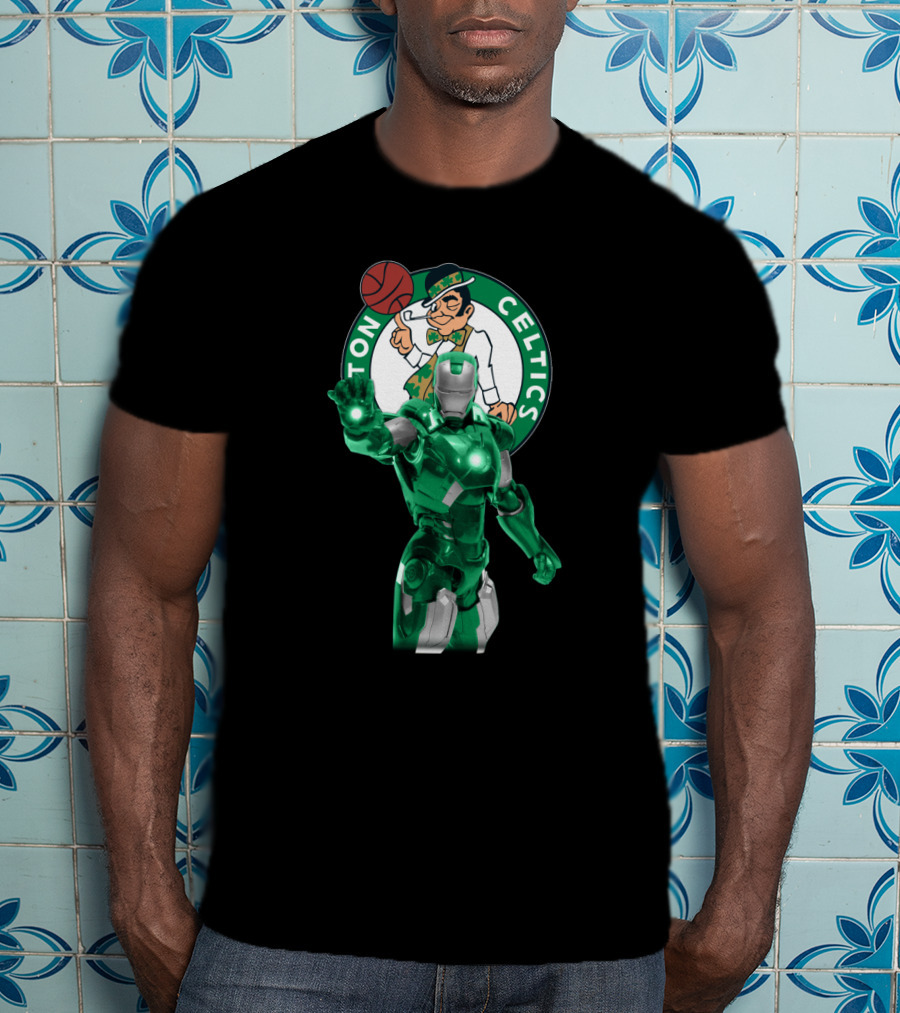 Iron Man Celtics Fans Basketball Fusion T-Shirt