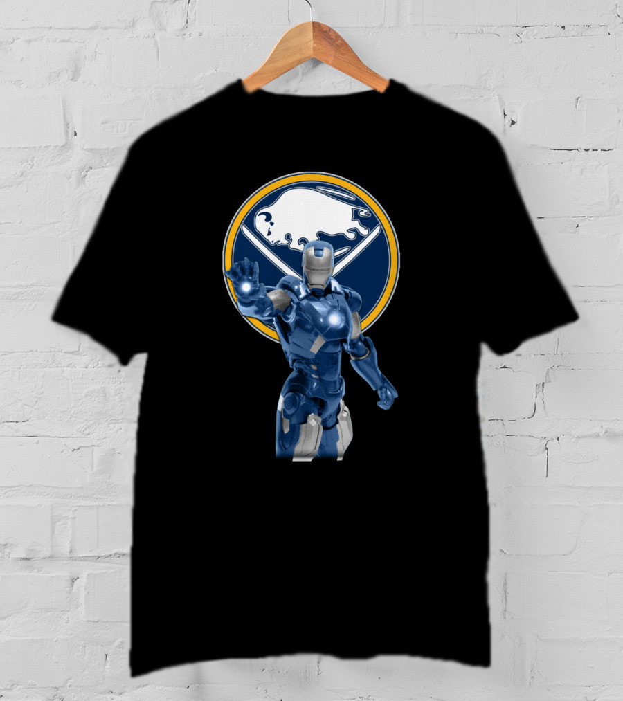Iron Man Buffalo Sabres Hockey Marvel Crossover T-Shirt