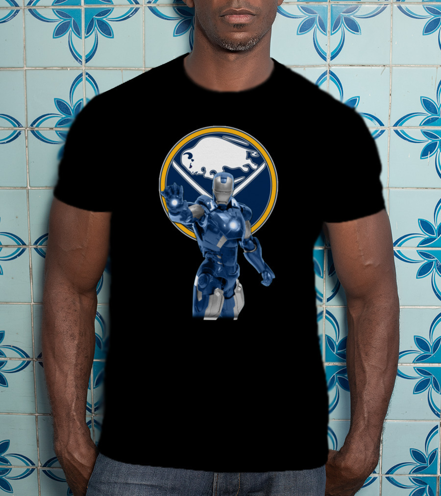 Iron Man Buffalo Sabres Hockey Marvel Crossover T-Shirt