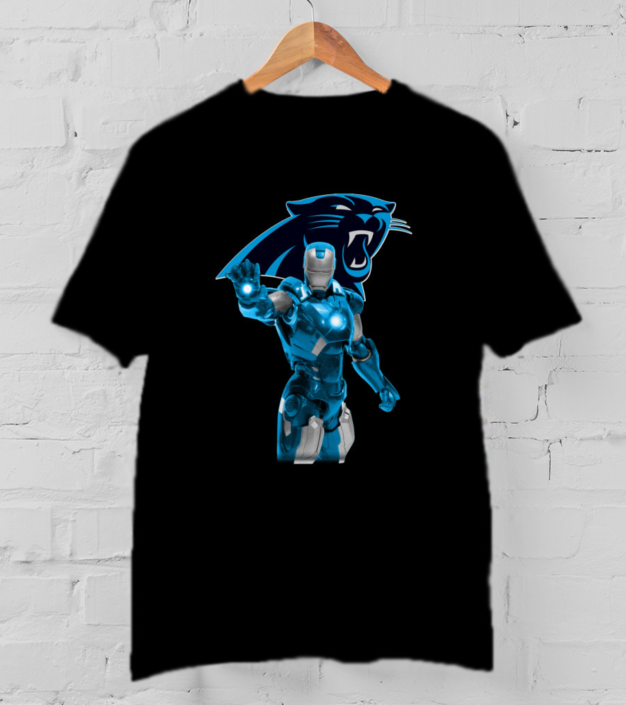 Iron Man Meets Carolina Panthers Marvel Fans Crossover T-Shirt