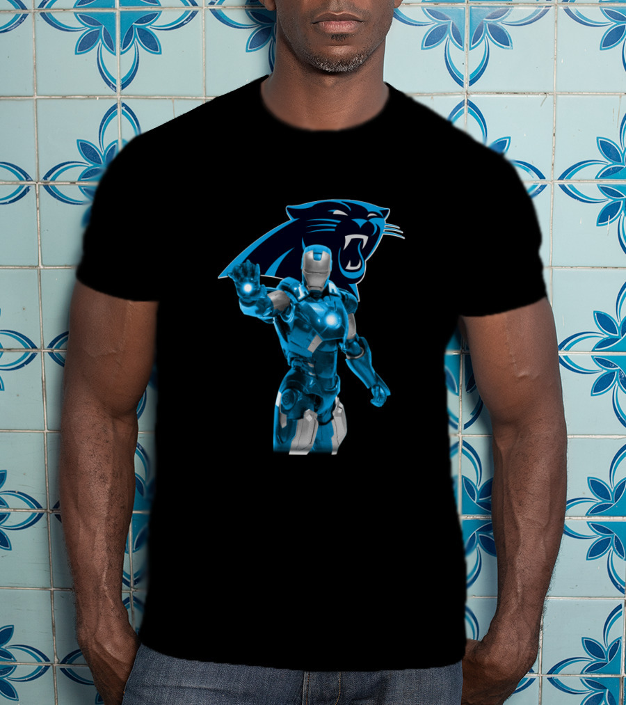 Iron Man Meets Carolina Panthers Marvel Fans Crossover T-Shirt