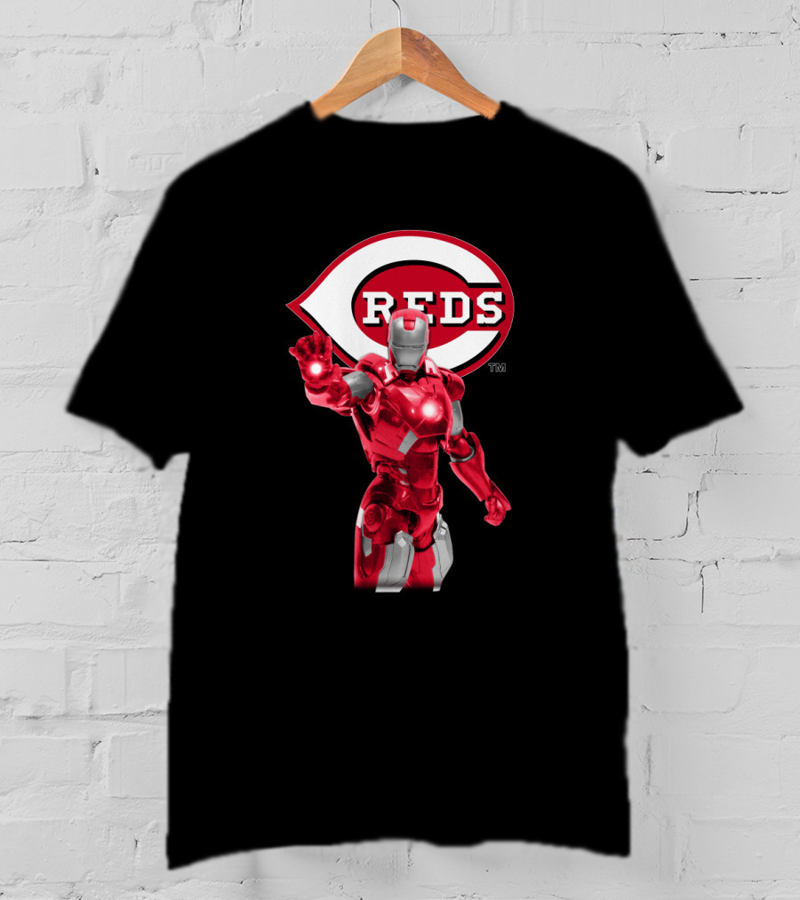Iron Man Cincinnati Reds Collaboration Mascot Concept Marvel Baseball T-Shirt