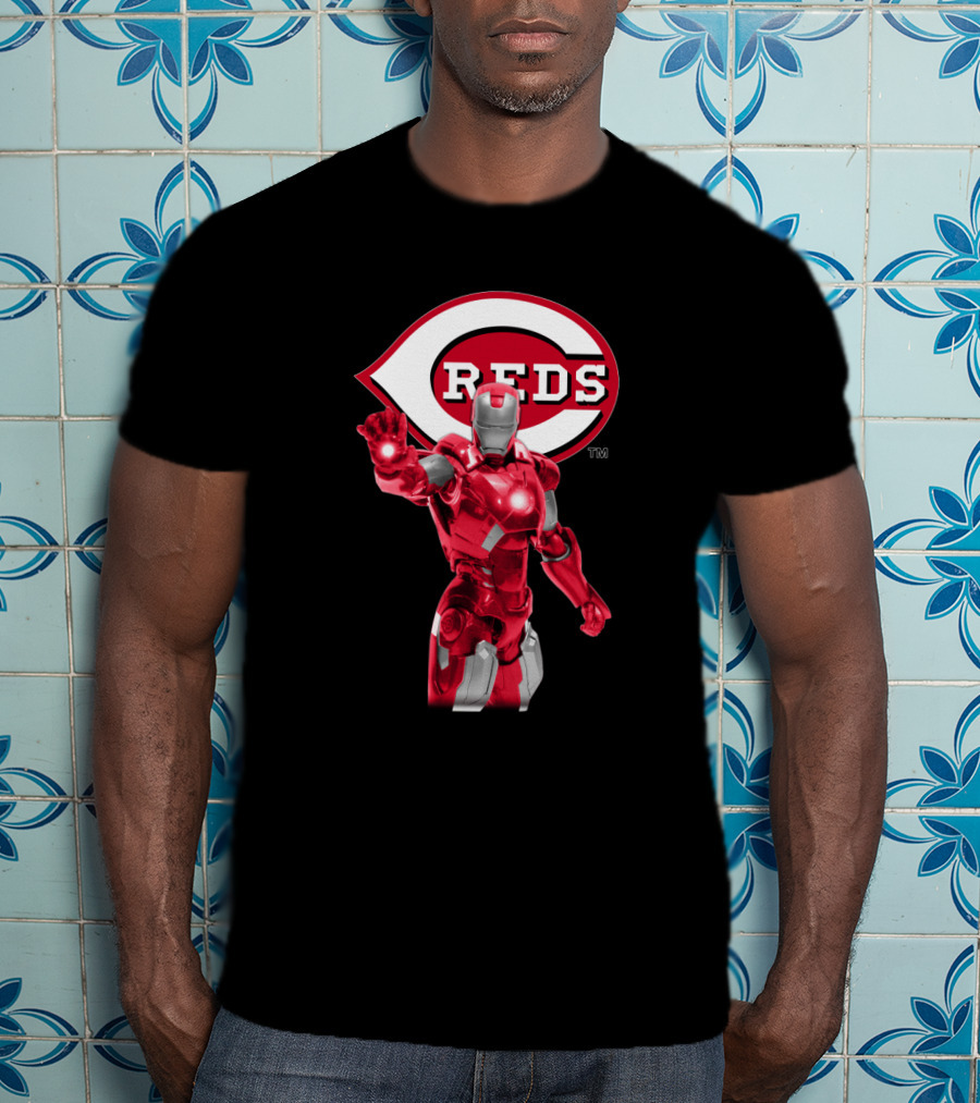 Iron Man Cincinnati Reds Collaboration Mascot Concept Marvel Baseball T-Shirt