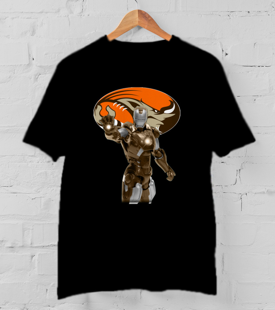 Iron Man Cleveland Browns Fans Football Fusion T-Shirt