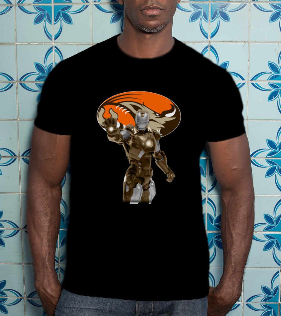 Iron Man Cleveland Browns Fans Football Fusion T-Shirt