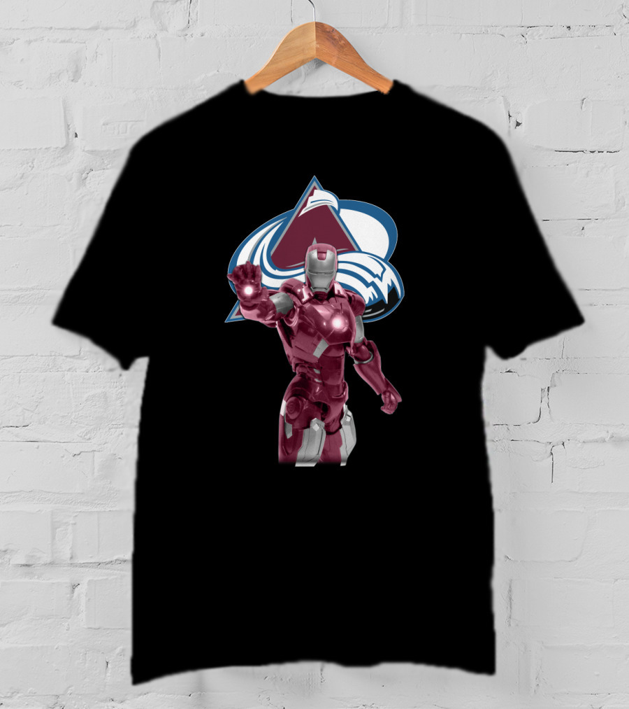 Iron Man Marvel Crossover With Colorado Avalanche NHL T-Shirt