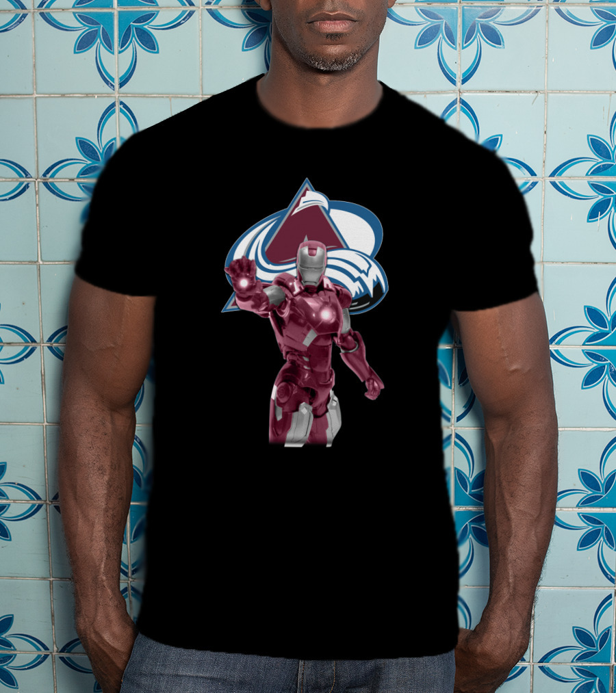 Iron Man Marvel Crossover With Colorado Avalanche NHL T-Shirt