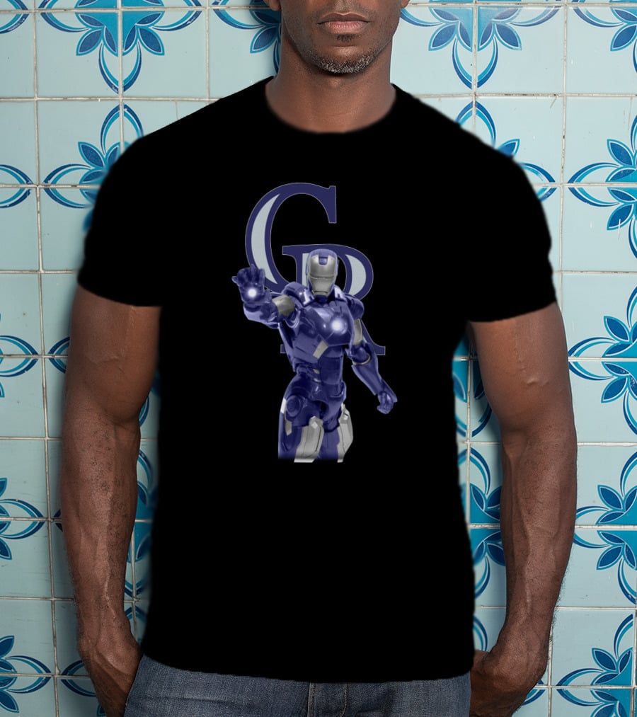 Iron Man In Colorado Rockies Colors With Team T-Shirt