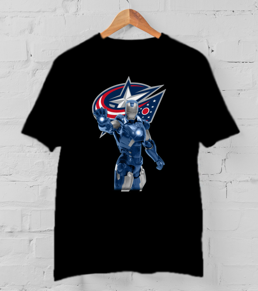 Iron Man Meets Columbus Blue Jackets Energetic Crossover T-Shirt
