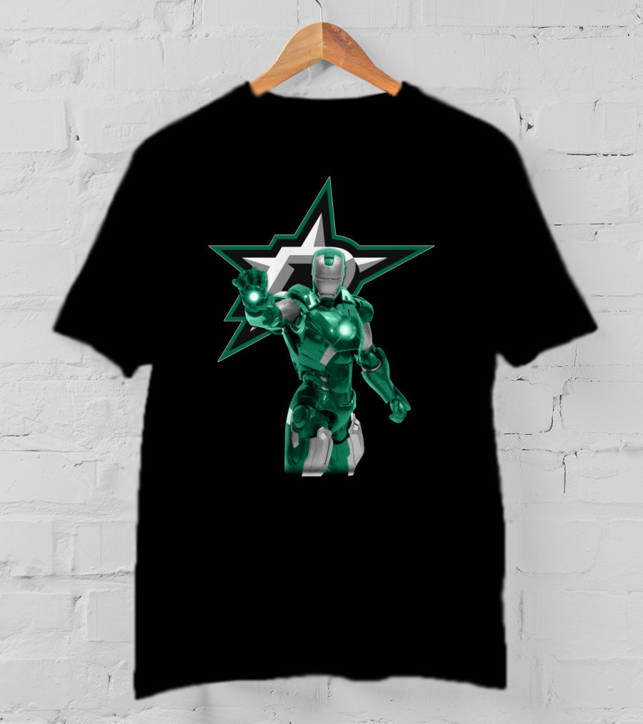 Iron Man Green Armor With Dallas Stars T-Shirt