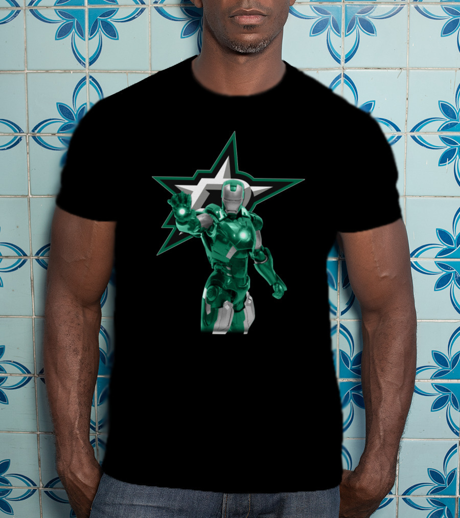 Iron Man Green Armor With Dallas Stars T-Shirt