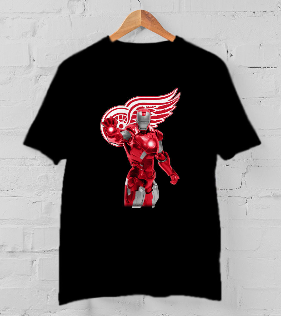Iron Man Detroit Red Wings Crossover Marvel NHL Collaboration T-Shirt