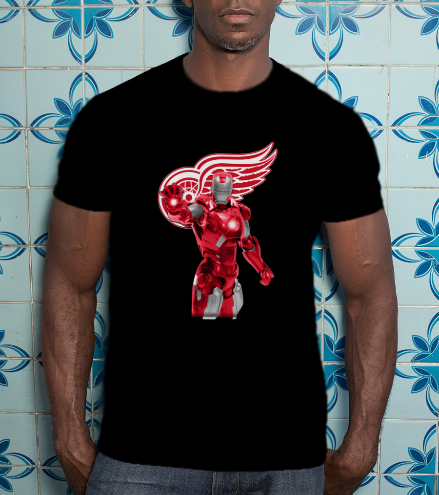 Iron Man Detroit Red Wings Crossover Marvel NHL Collaboration T-Shirt