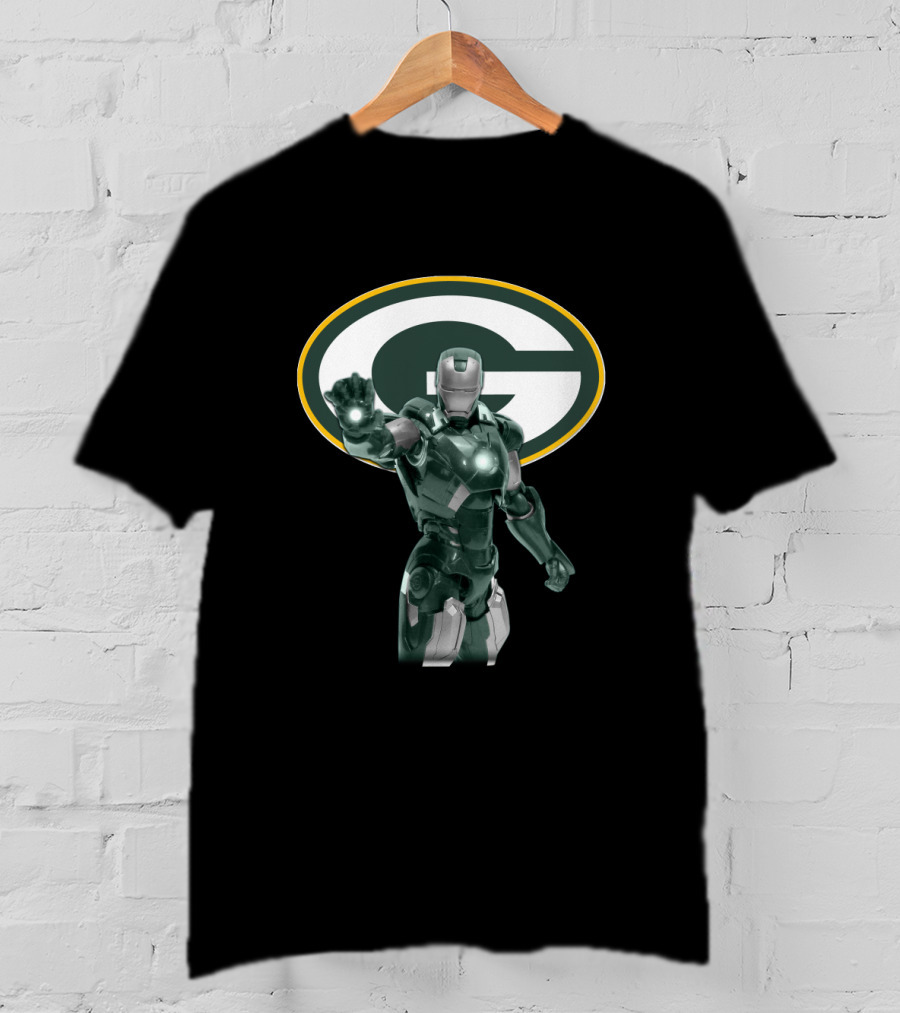Iron Man Green Bay Packers Marvel Superhero Fan Crossover T-Shirt