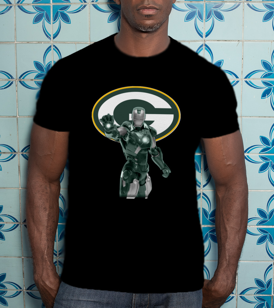 Iron Man Green Bay Packers Marvel Superhero Fan Crossover T-Shirt