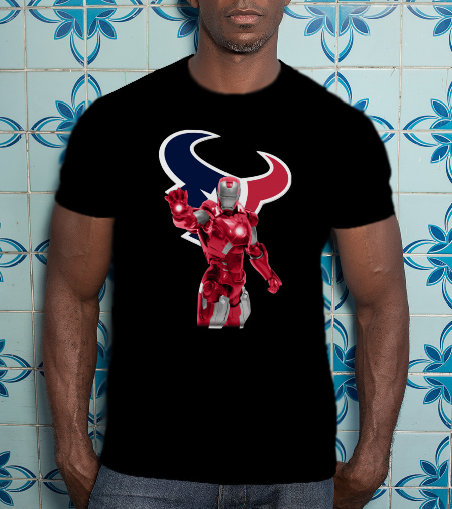 Iron Man Houston Texans Superhero Fusion For Fans T-Shirt