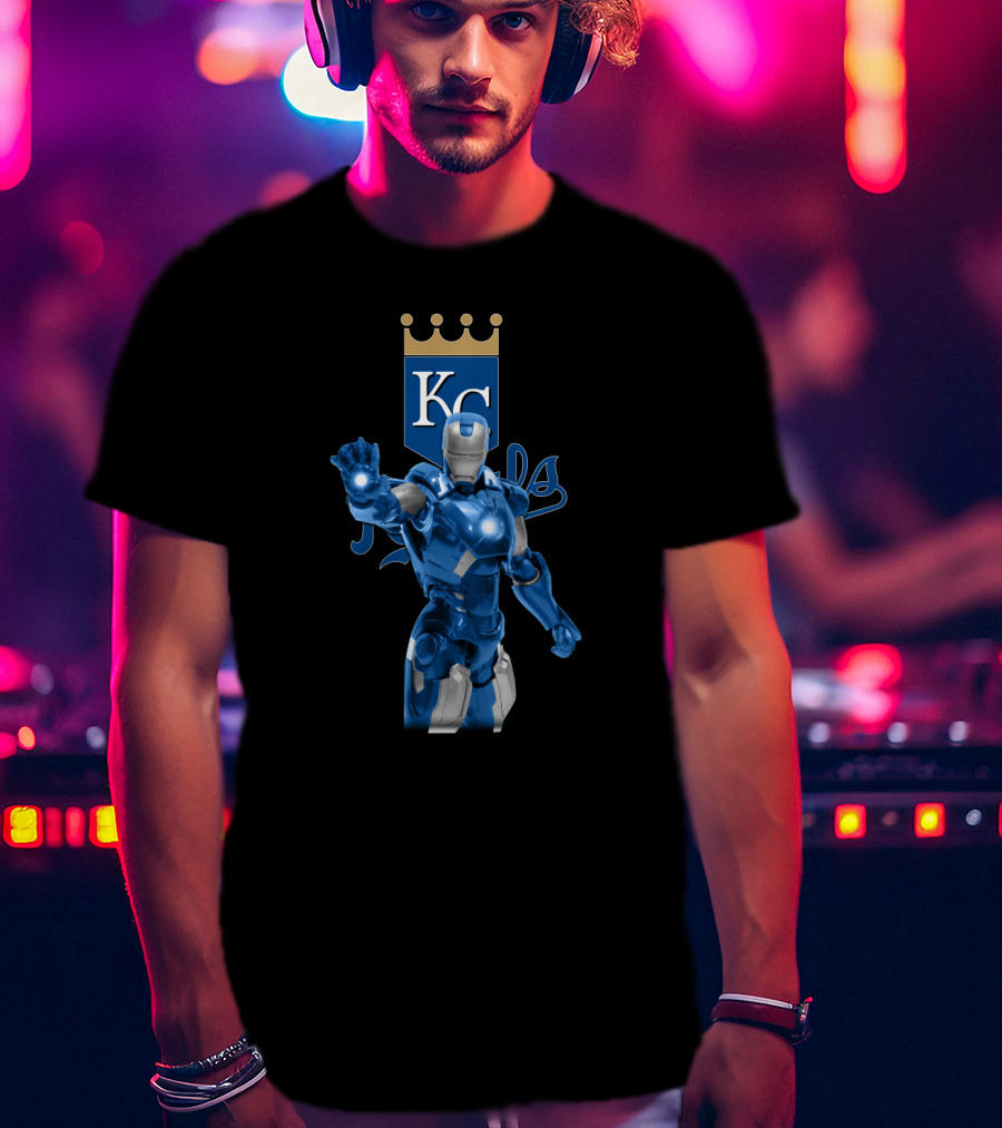 Kansas City Royals Blue Iron Man Marvel Crossover Collection T-Shirt