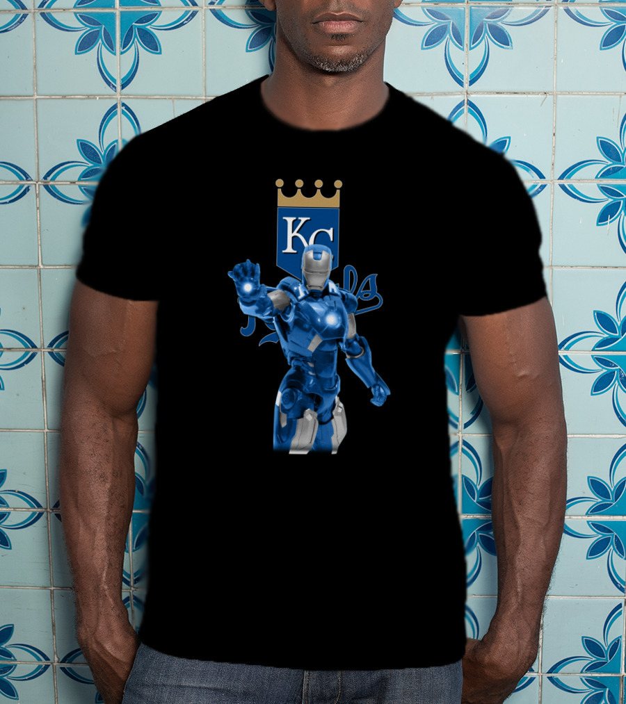 Kansas City Royals Blue Iron Man Marvel Crossover Collection T-Shirt