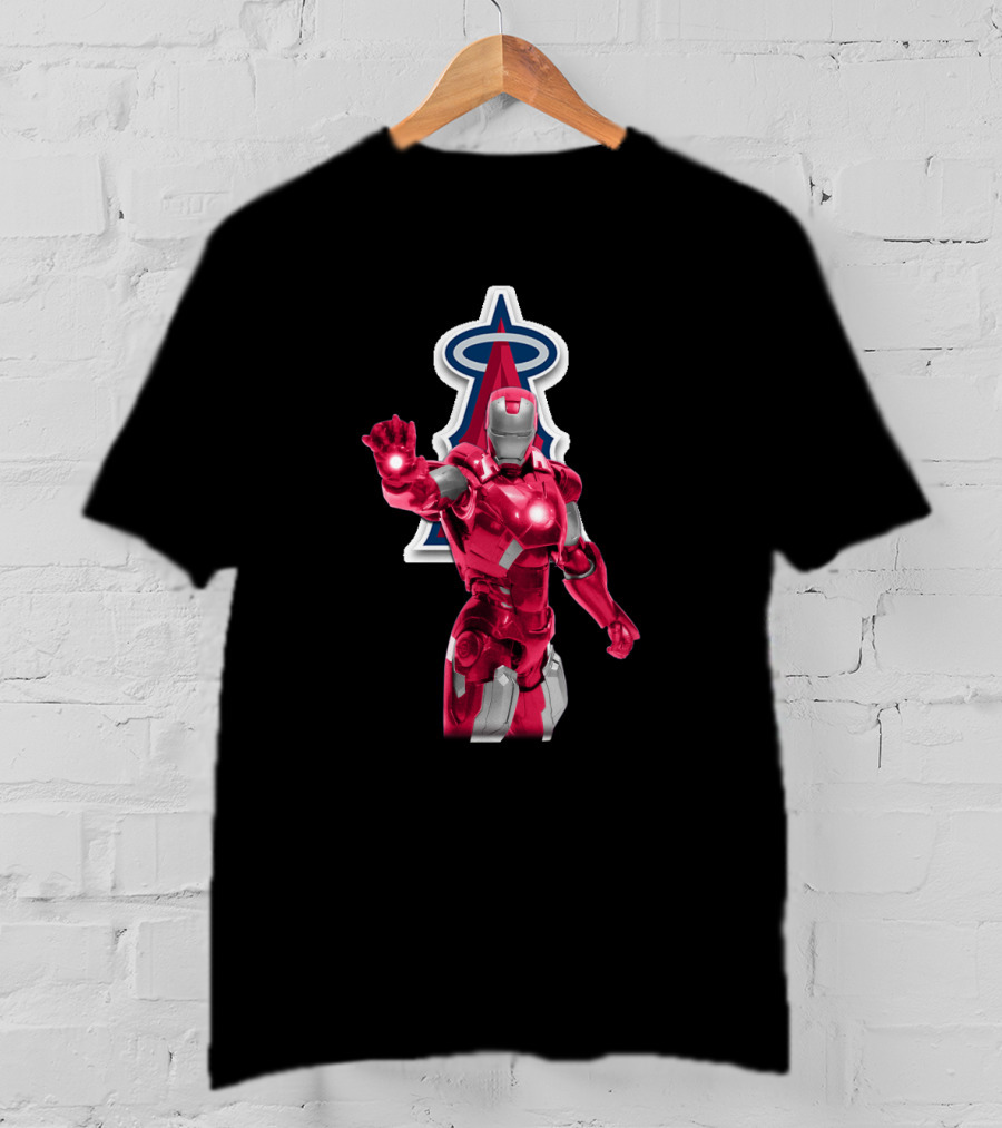Iron Man Los Angeles Angels MLB Marvel Crossover Hero Fusion T-Shirt