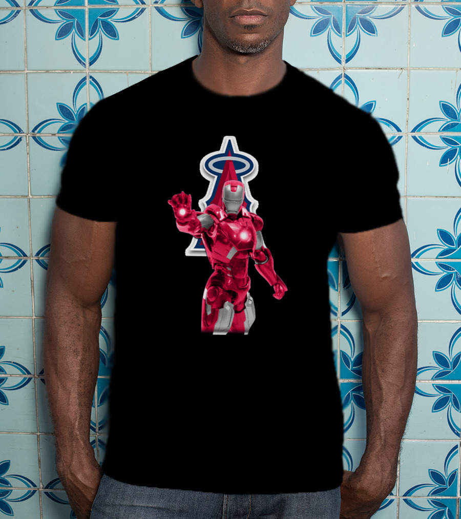 Iron Man Los Angeles Angels MLB Marvel Crossover Hero Fusion T-Shirt