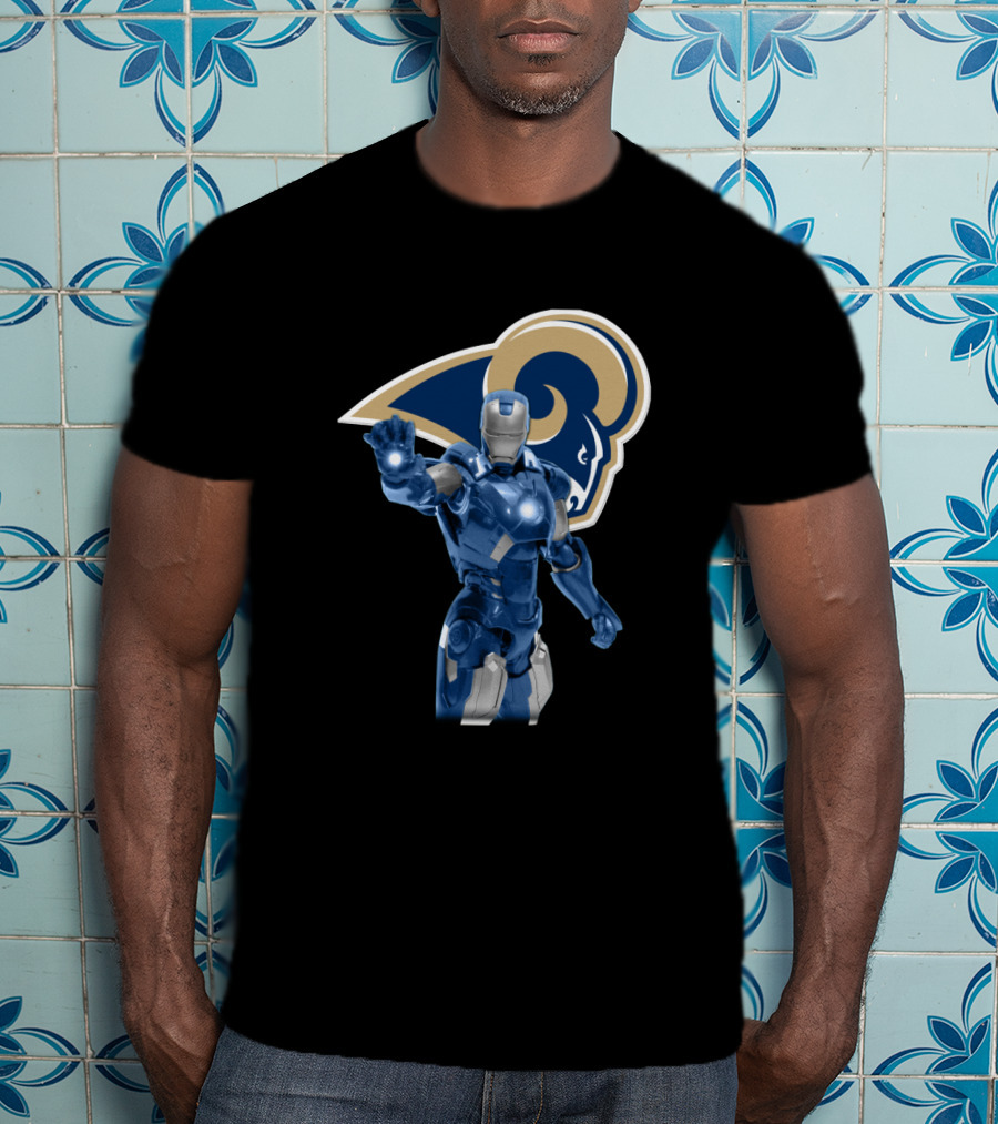 Iron Man Los Angeles Rams Superfan Crossover T-Shirt