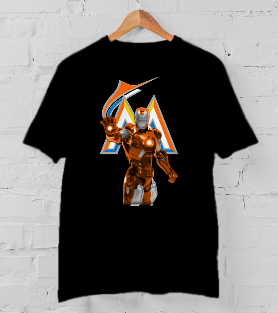 Iron Man Miami Marlins Superhero Crossover T-Shirt