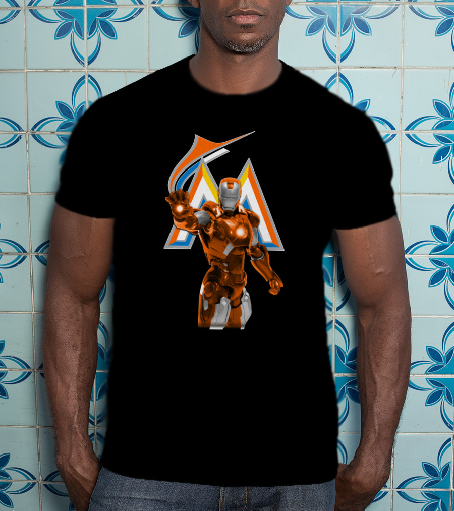 Iron Man Miami Marlins Superhero Crossover T-Shirt
