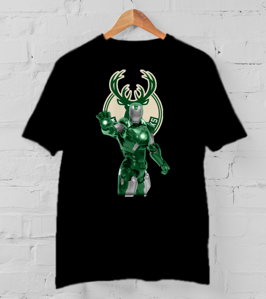 Iron Man Milwaukee Bucks Marvel Crossover Fan T-Shirt