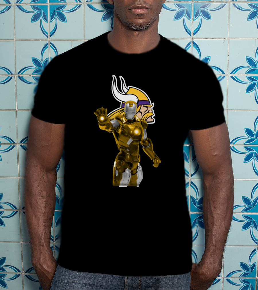 Iron Man Meets Minnesota Vikings Enthusiast Crossover T-Shirt