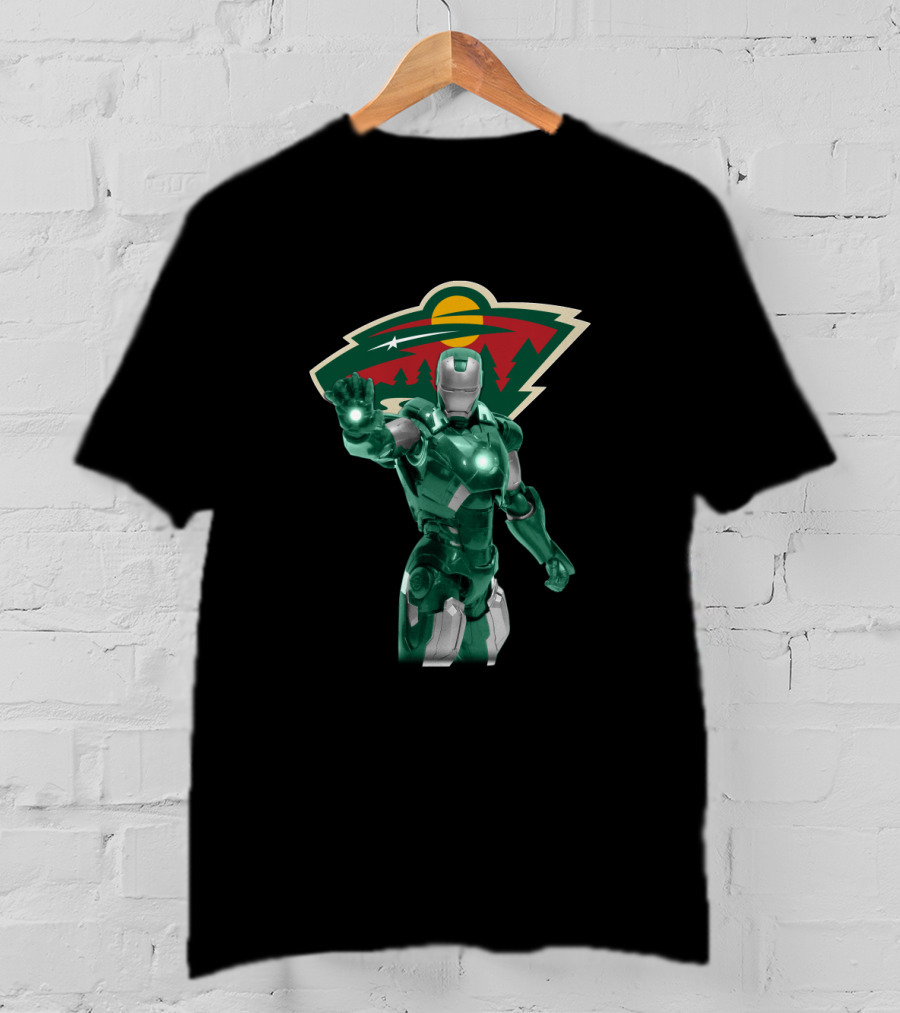 Minnesota Wild Iron Man Mashup Hockey Marvel Crossover T-Shirt
