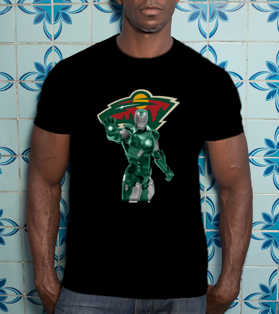 Minnesota Wild Iron Man Mashup Hockey Marvel Crossover T-Shirt