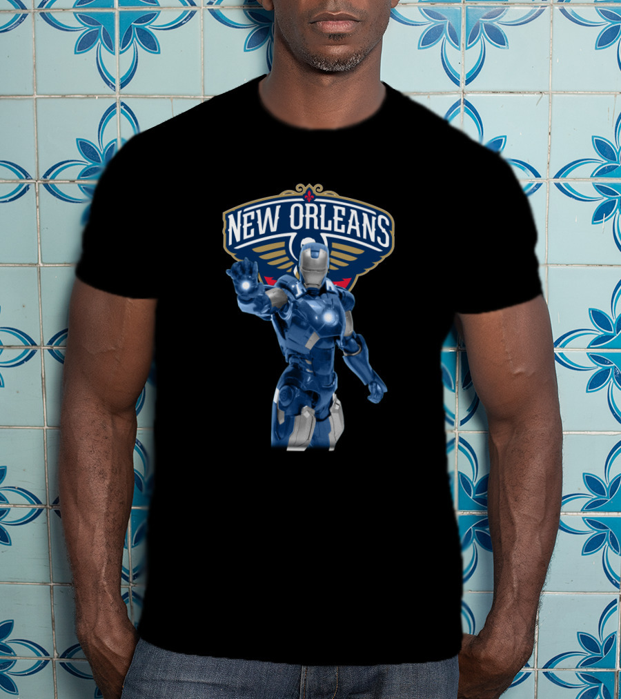 Iron Man New Orleans Pelicans Fans Marvel Sports Crossover T-Shirt