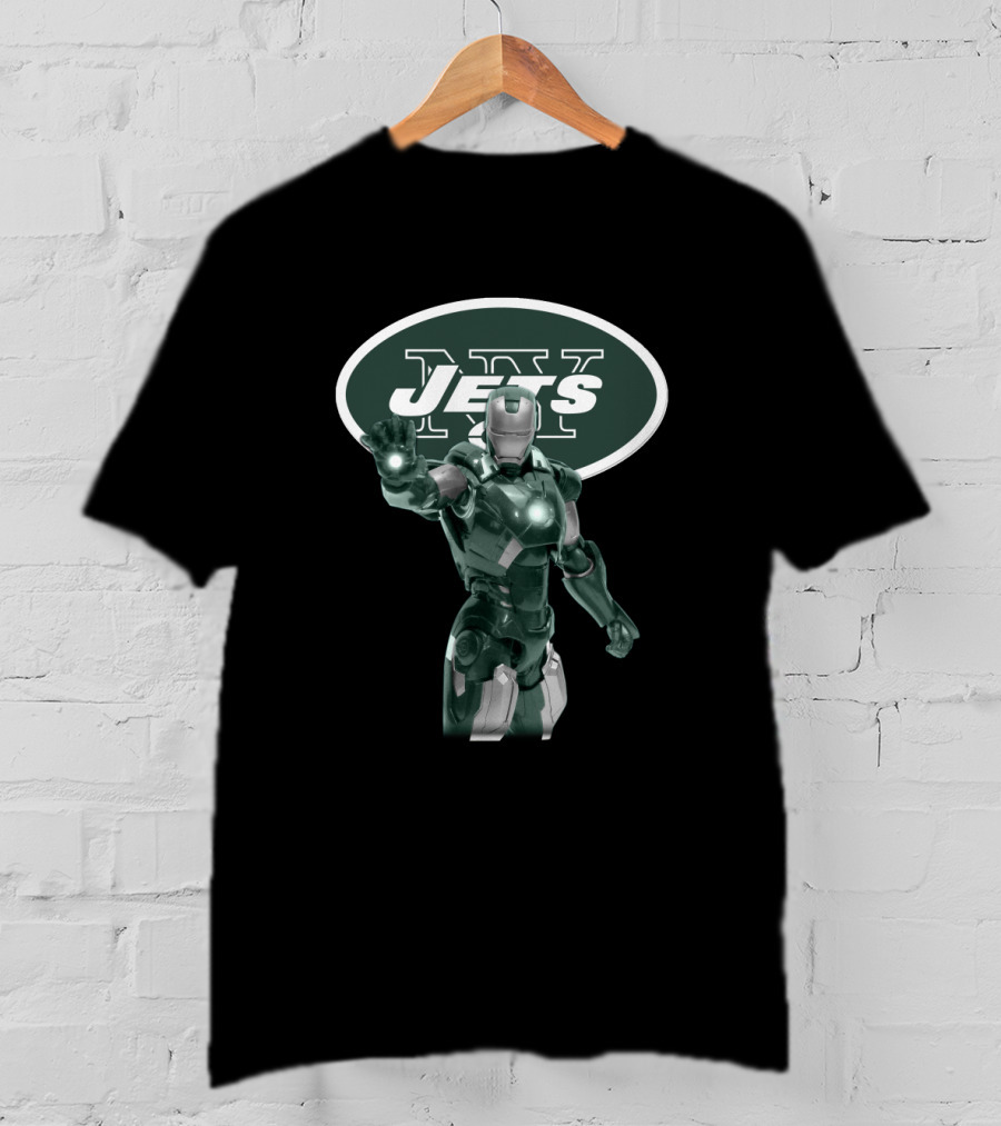 Iron Man New York Jets Marvel Superhero Nfl Fan Crossover T-Shirt