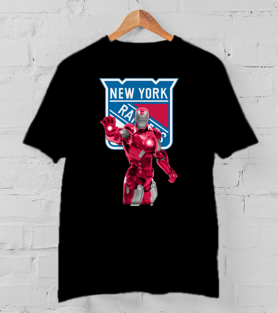Iron Man Marvel New York Rangers Crossover With Iconic Hockey T-Shirt